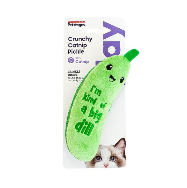 Petstages Crunchy Pickle Kicker Catnip Cat Toy, Green