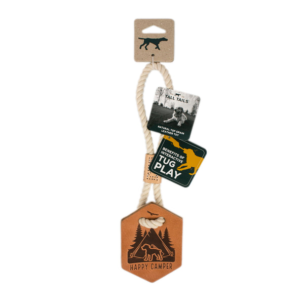 Tall Tails Natural Leather Happy Camper Tug Dog Toy, 13-in