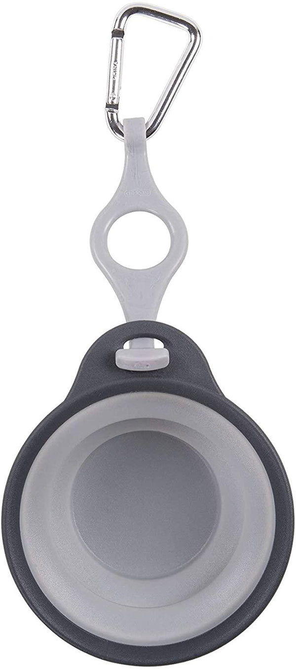 Dexas Collapsible Travel Pet Cup with Bottle Holder, Light Gray