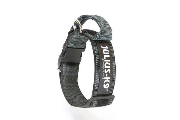Julius-K9 Color & Gray Collar with Handle, Safety Lock & Interchangeable for Dogs, Black