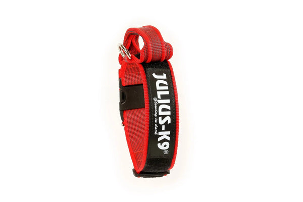 Julius-K9 Color & Gray Collar with Handle, Safety Lock & Interchangeable for Dogs, Red