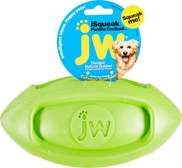 JW Pet iSqueak Funble Football Dog Toy, Color Varies