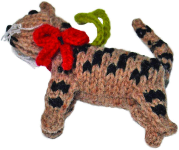 Chilly Dog Tabby Cat Ornament, Brown