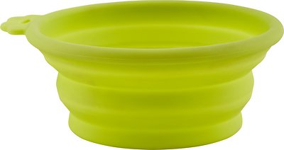 Petmate Silicone Round Collapsible Travel Pet Bowl, Go Go Green