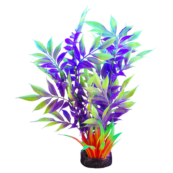 Marina iGlo Wide Leaf Bamboo Aquarium Plant, Yellow/Purple