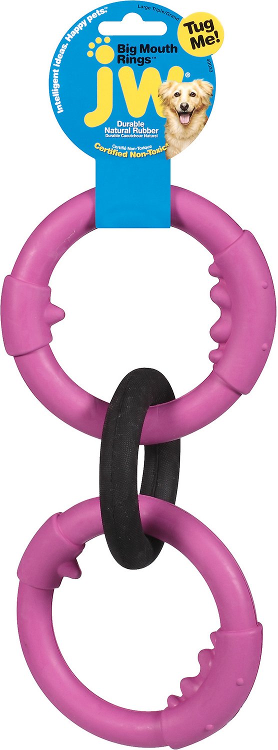 JW Pet Big Mouth Triple Ring Dog Toy, Color Varies