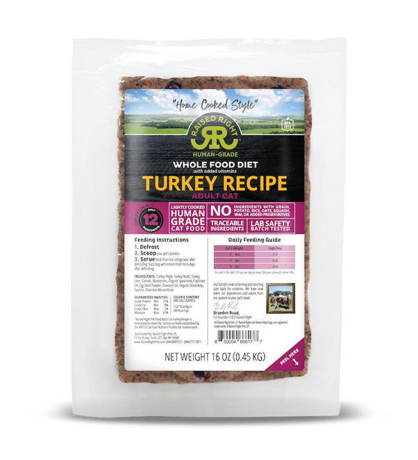 Raised Right Turkey Recipe Frozen Cat Food