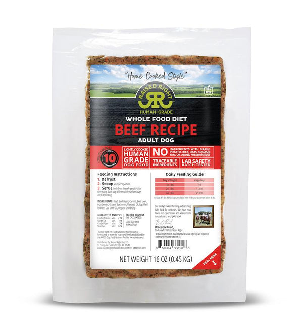 Raised Right Beef Recipe Frozen Dog Food