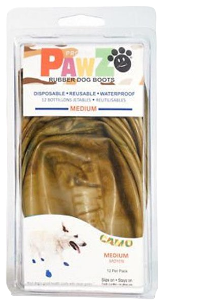 Pawz Waterproof Rubber Dog Boots, Camo