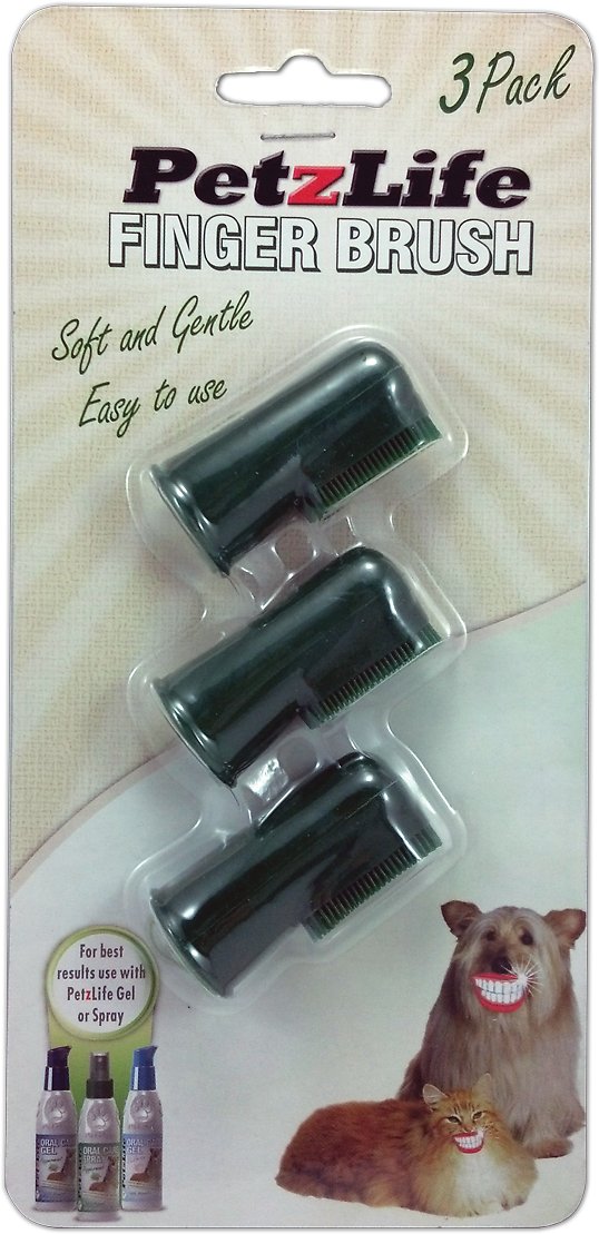 PetzLife Brosse à doigt pour chien et chat, pack de 3