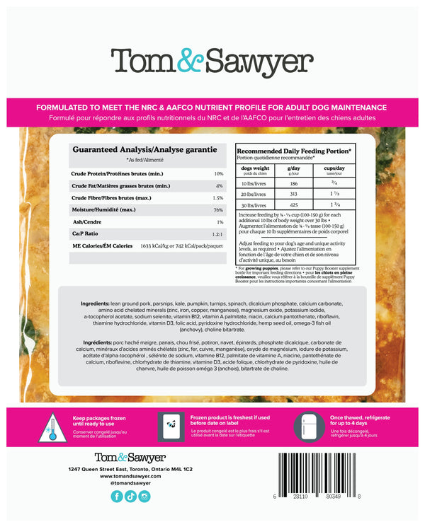 Tom&Sawyer Classic Pork Stew Frozen Dog Food
