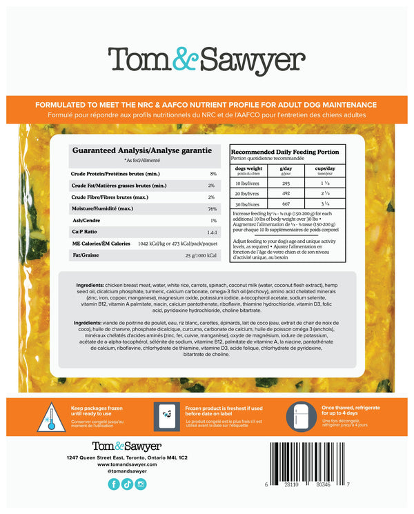 Tom&Sawyer Coconut Chicken Frozen Dog Food