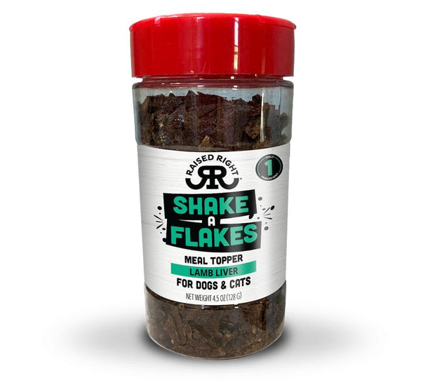 Raised Right Shake A Flakes Lamb Liver Dog & Cat Meal Topper