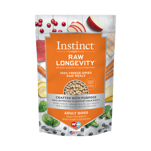 Instinct Raw Longevity Grass-Fed Beef & Wild-Caught Cod 100% Freeze-Dried Dog Food