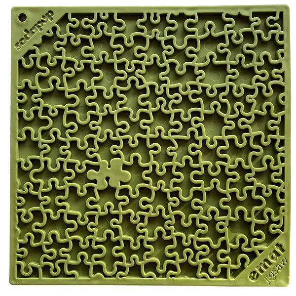 SodaPup eMat Jigsaw Design Enrichment Lick Mat Dog Slow Feeder, Green