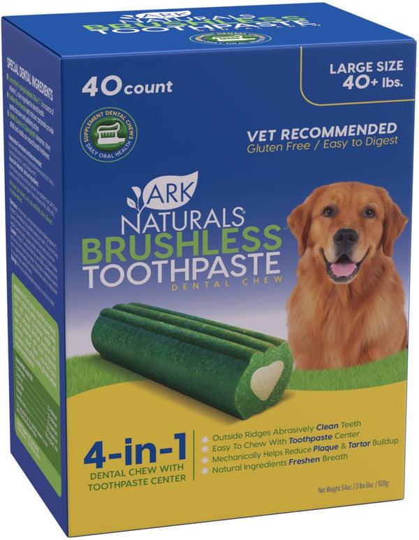Ark Naturals Brushless Toothpaste 4-in-1 Value Pack Dental Chew for Large Dogs