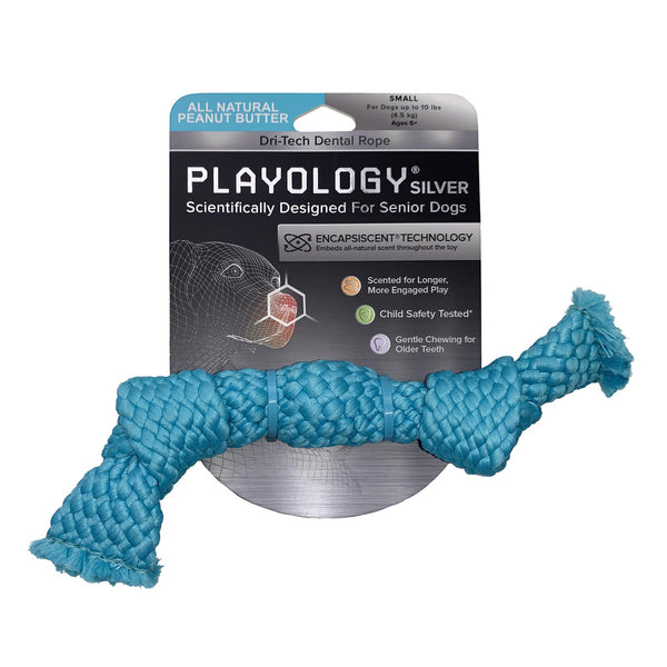 Playology Silver Corde dentaire Dri-Tech beurre de cacahuète Jouet pour chien