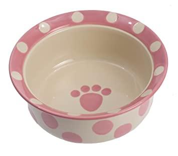 PetRageous Gamelle pour chien Polka Paws, rose foncé