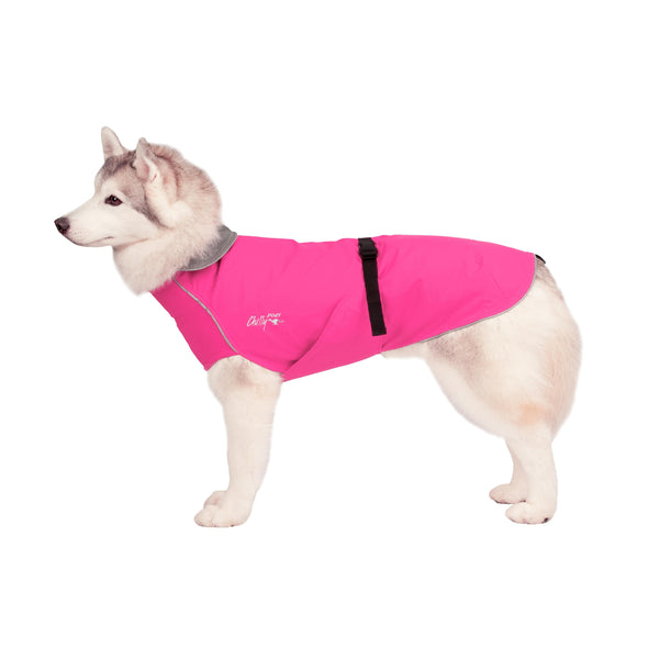 Chilly Dogs Harbour Slicker Dog Raincoat, Bubble Gum/ Silver Lining