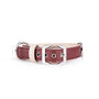 MyFamily Hermitage Genuine Leather Dog Collar, Bordeaux/Cream
