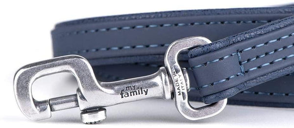 MyFamily Bilbao Laisse pour chien en similicuir, bleu