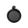 MyFamily Circle en aluminium et caoutchouc Médaille d'identification pour animaux de compagnie, noir/noir
