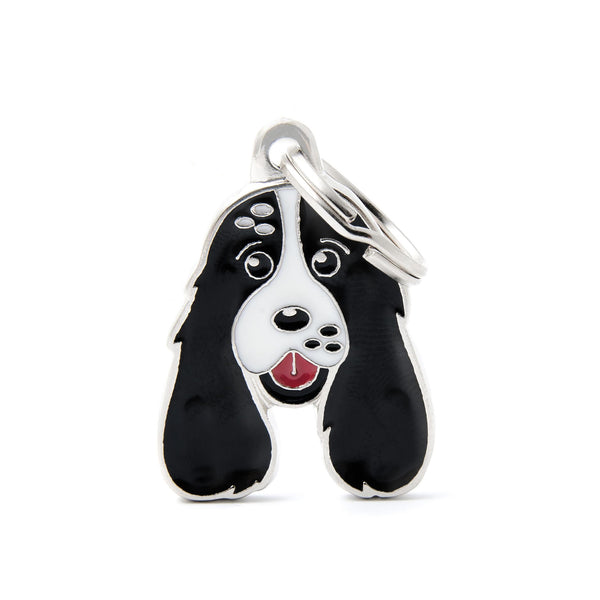 MyFamily Friends English Cocker Pet ID Tag, Black/White, Medium