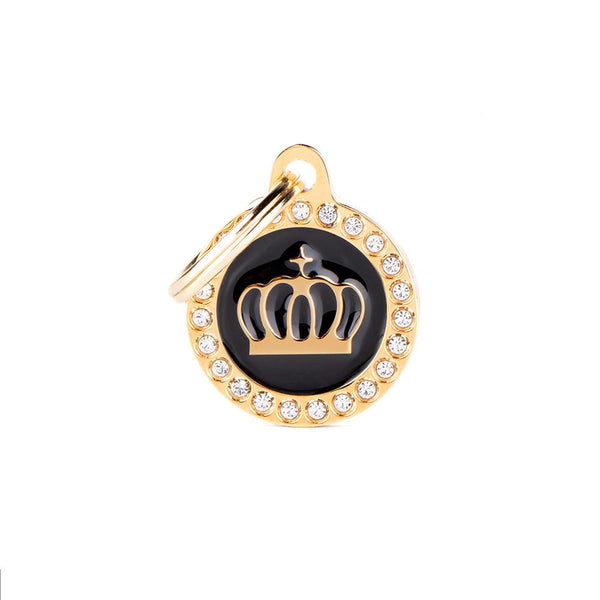 MyFamily Glam Crown Pet ID Tag, Gold/Black, Small