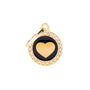 MyFamily Glam Gold Heart Médaille d'identification pour animaux de compagnie, noir