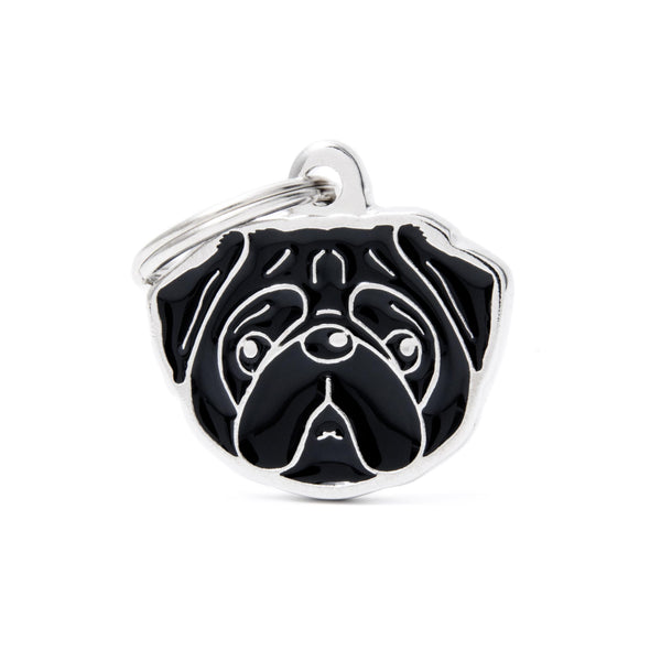 MyFamily Friends Pug Pet ID Tag, Black, Medium