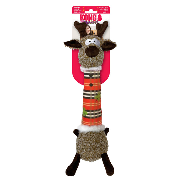 KONG Holiday Shakers Luvs Reindeer Dog Toy, Black/White