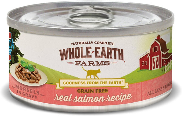 Whole Earth Farms Morsels sans céréales en sauce Recette Saumon Nourriture humide en conserve pour chats