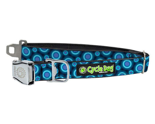 Cycle Dog RegWidth Collar with Metal Buckle for Dogs, Blue SpaceDots
