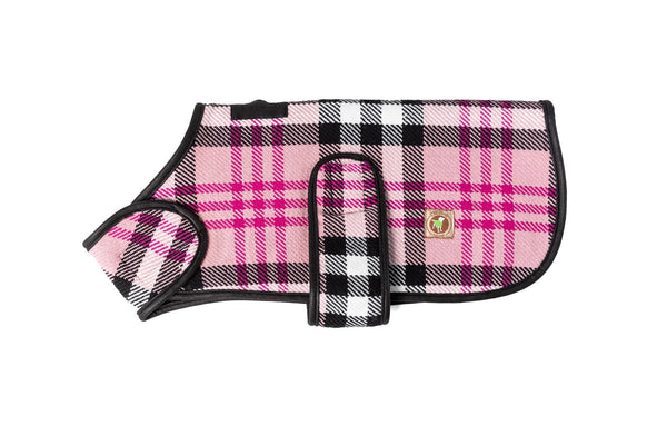 Chilly Dog Blanket Dog Coat, Pink Plaid