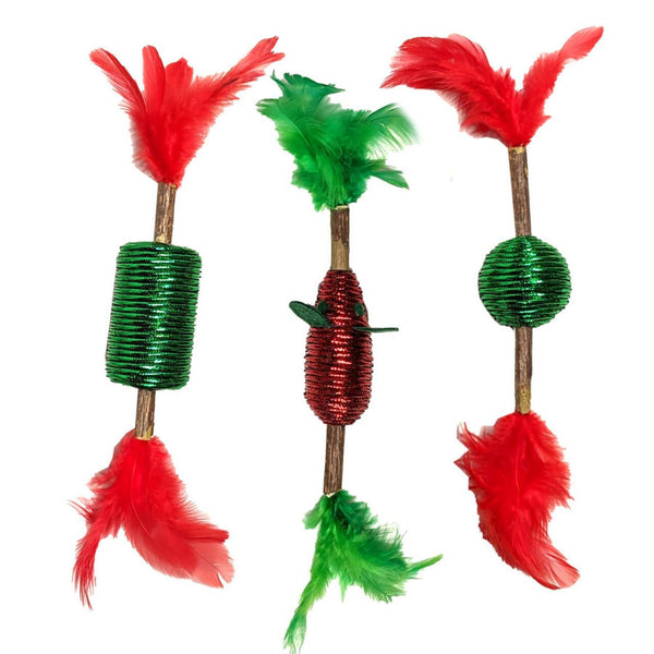 Ethical Spot Holiday Silver Vine Stick/Cord Cat Toy, Assorted