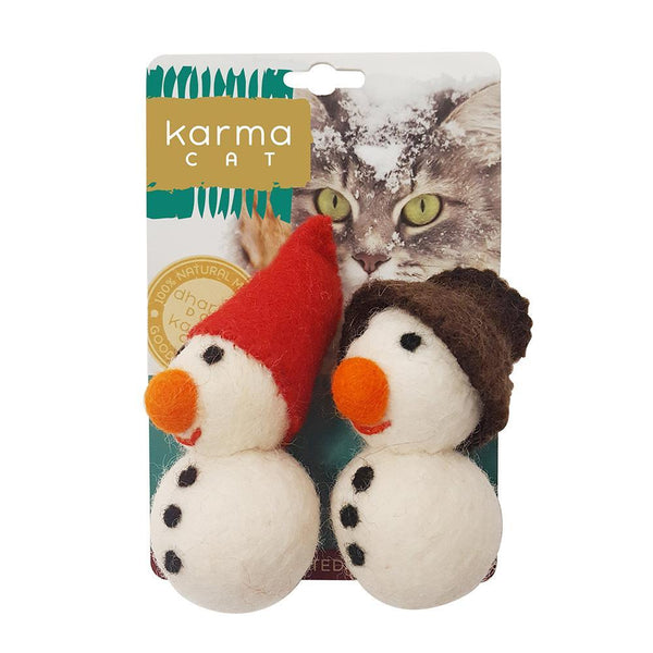 Dharma Dog Karma Cat Jouet en laine bonhomme de neige, lot de 2