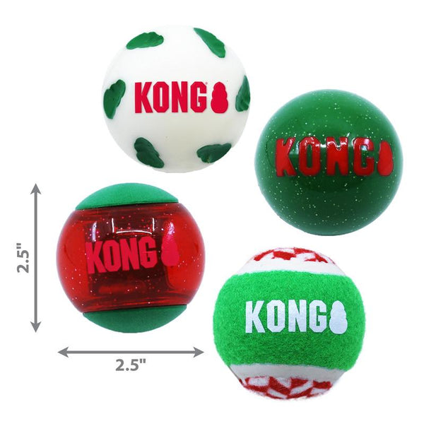 KONG Holiday Occasions Balls Dog Toy, Red/Green, Medium
