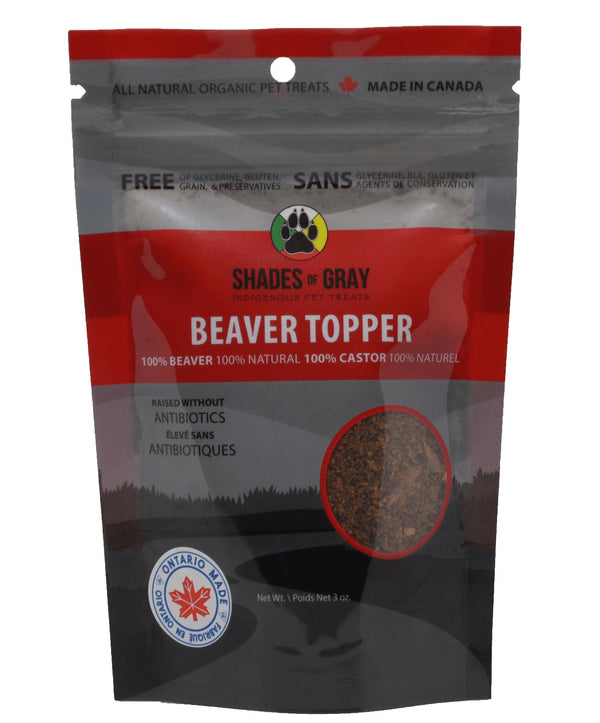 Shade's of Grey by Indigenous Pet Garniture alimentaire pour chiens et chats au castor.