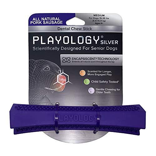 Playology Jouet bâton à mâcher dentaire parfum saucisse de porc tout naturel pour chiens