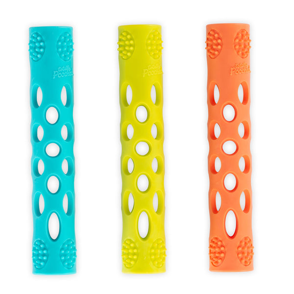 Messy Mutts Totally Pooched, Huff'N Puff Throw Stick Jouet En Caoutchouc Pour Chien Bâton, Bleu
