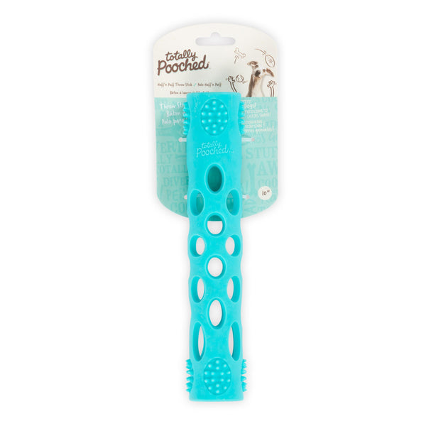 Messy Mutts Totally Pooched, Huff'N Puff Throw Stick Jouet En Caoutchouc Pour Chien Bâton, Bleu