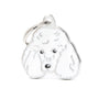 MyFamily Caniche blanc Médaille d'identification pour animaux de compagnie
