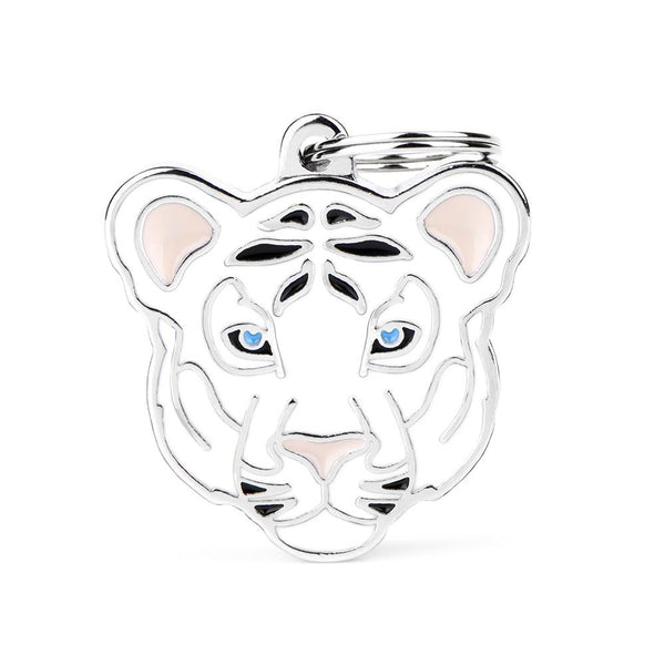 MyFamily Wild Tiger Pet ID Tag, White, Medium
