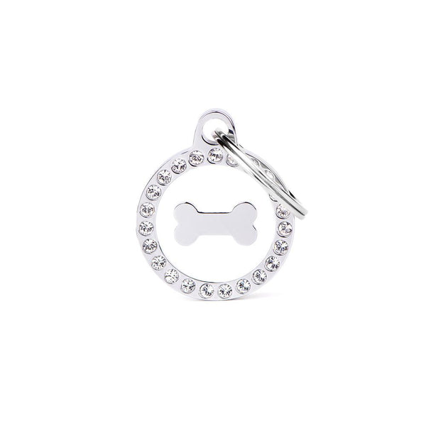 MyFamily Glam Bone Pet ID Tag, White, Small