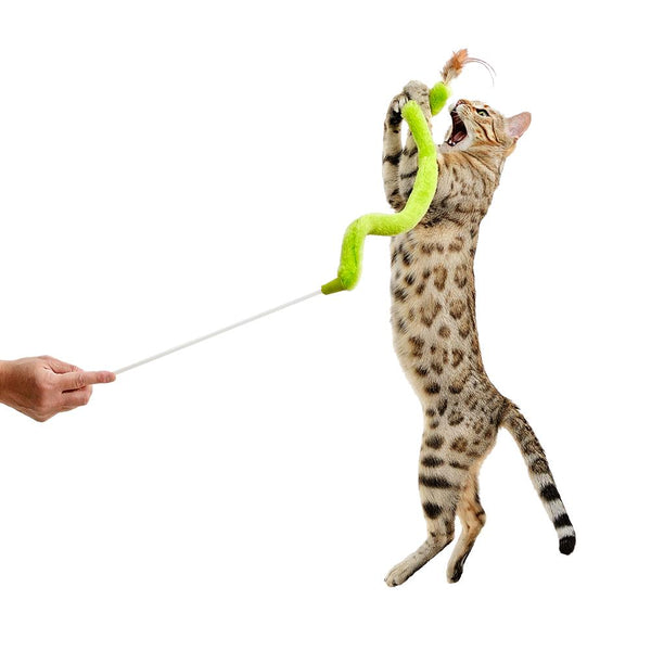 RompiCatz Jouet pour chat Feather N' Fabric Teaser, Vert