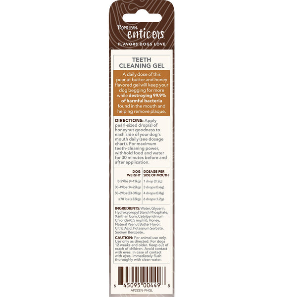 Tropiclean Enticers Peanut Butter & Honey Teeth Cleaning Gel for Dogs