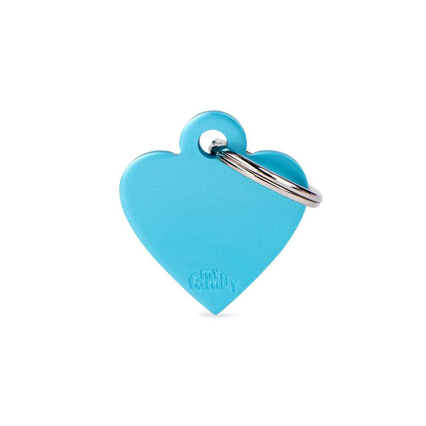 MyFamily Basic Aluminum Heart Pet ID Tag, Light Blue