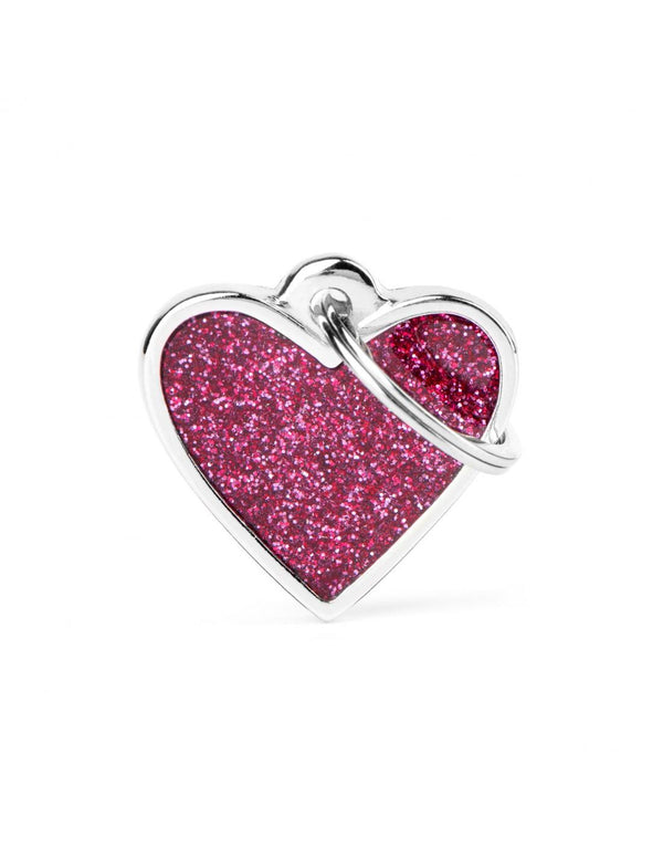 MyFamily Heart Glitter Pet ID Tag, Pink