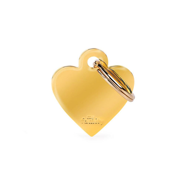MyFamily Basic Gold Heart Golden Brass Pet ID Tag