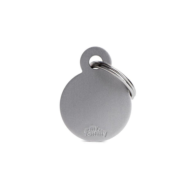 MyFamily Basic Aluminum Circle Pet ID Tag, Grey